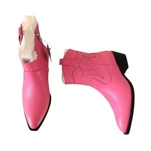NEW Pink Western Ankle Boots Size 7 Barbiecore Cowgirl Pointed Toe